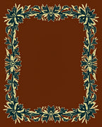 Deep Teal Floral Scroll Border Rug