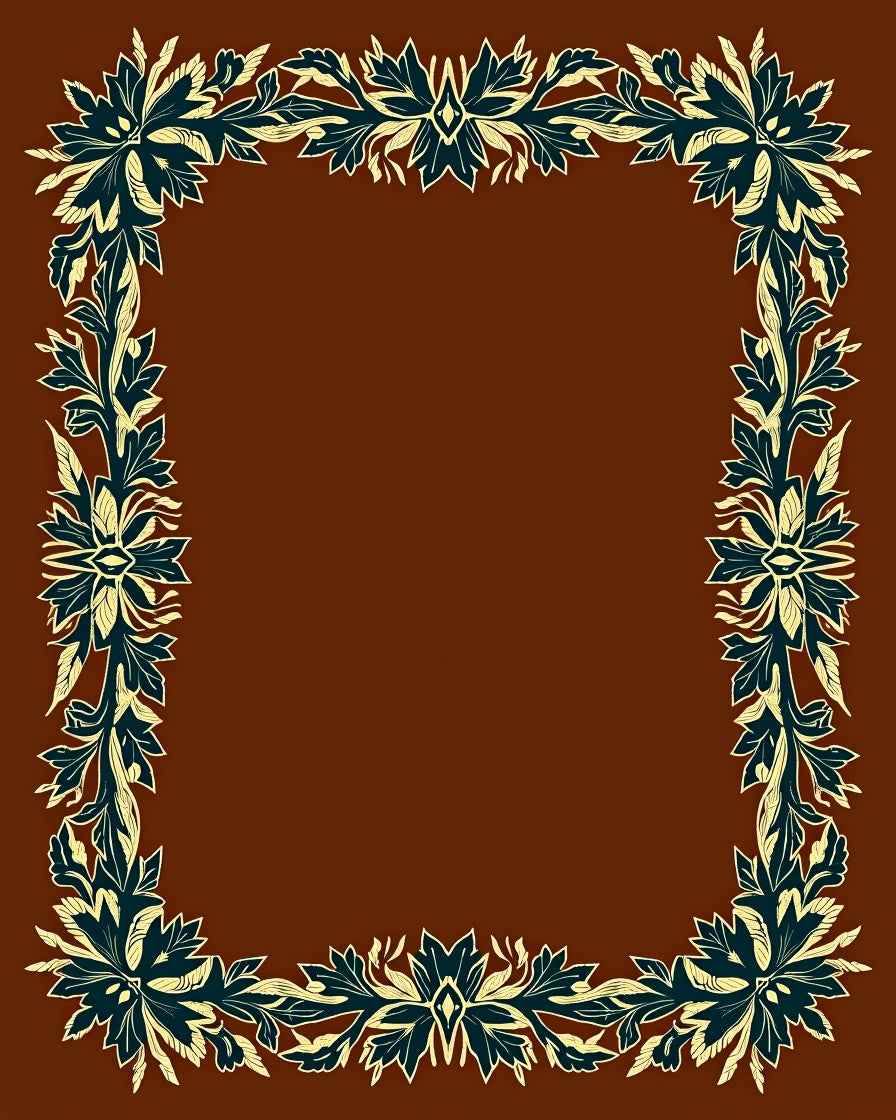 Deep Teal Floral Scroll Border Rug