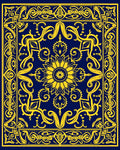 Golden Sunflower Medallion Navy Rug