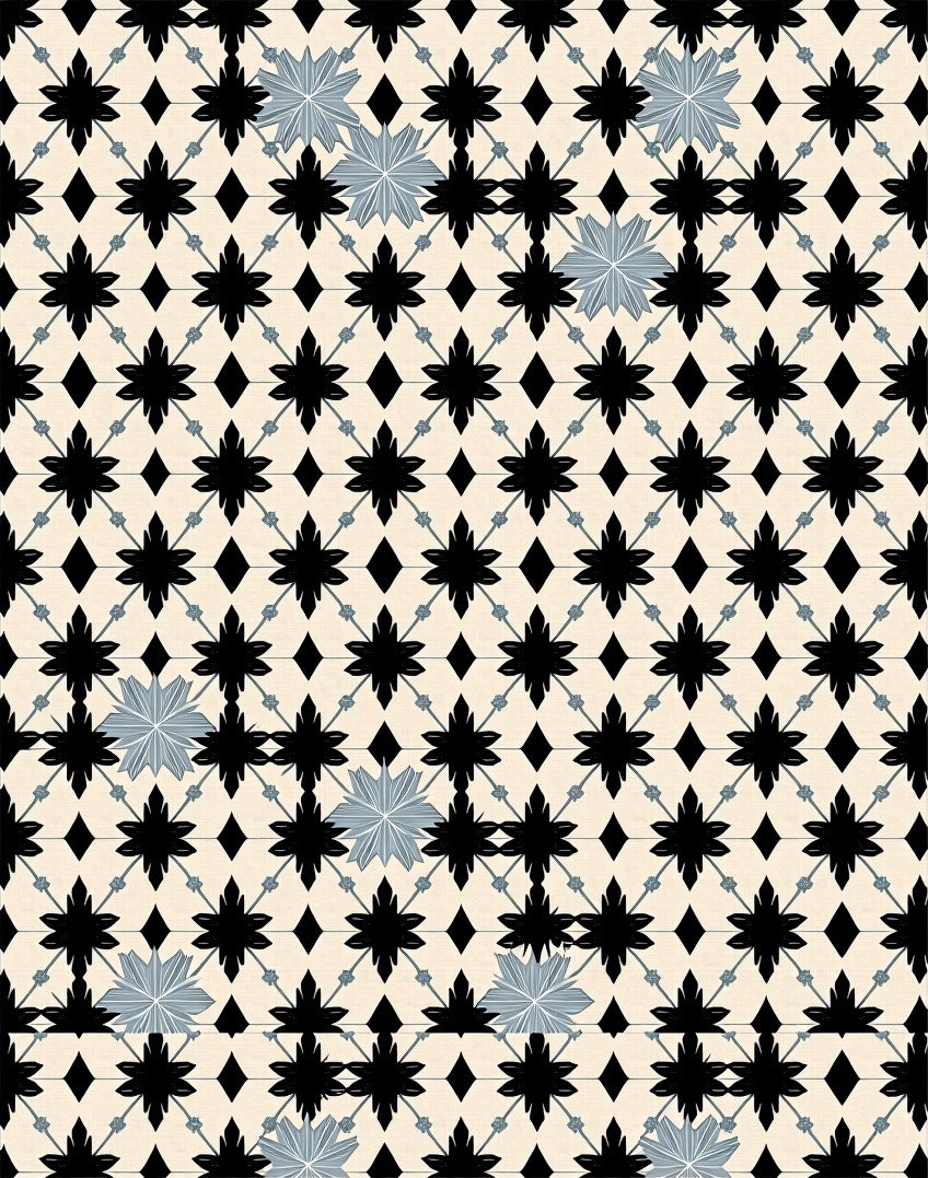 Black Geometric Starlight Cream Rug