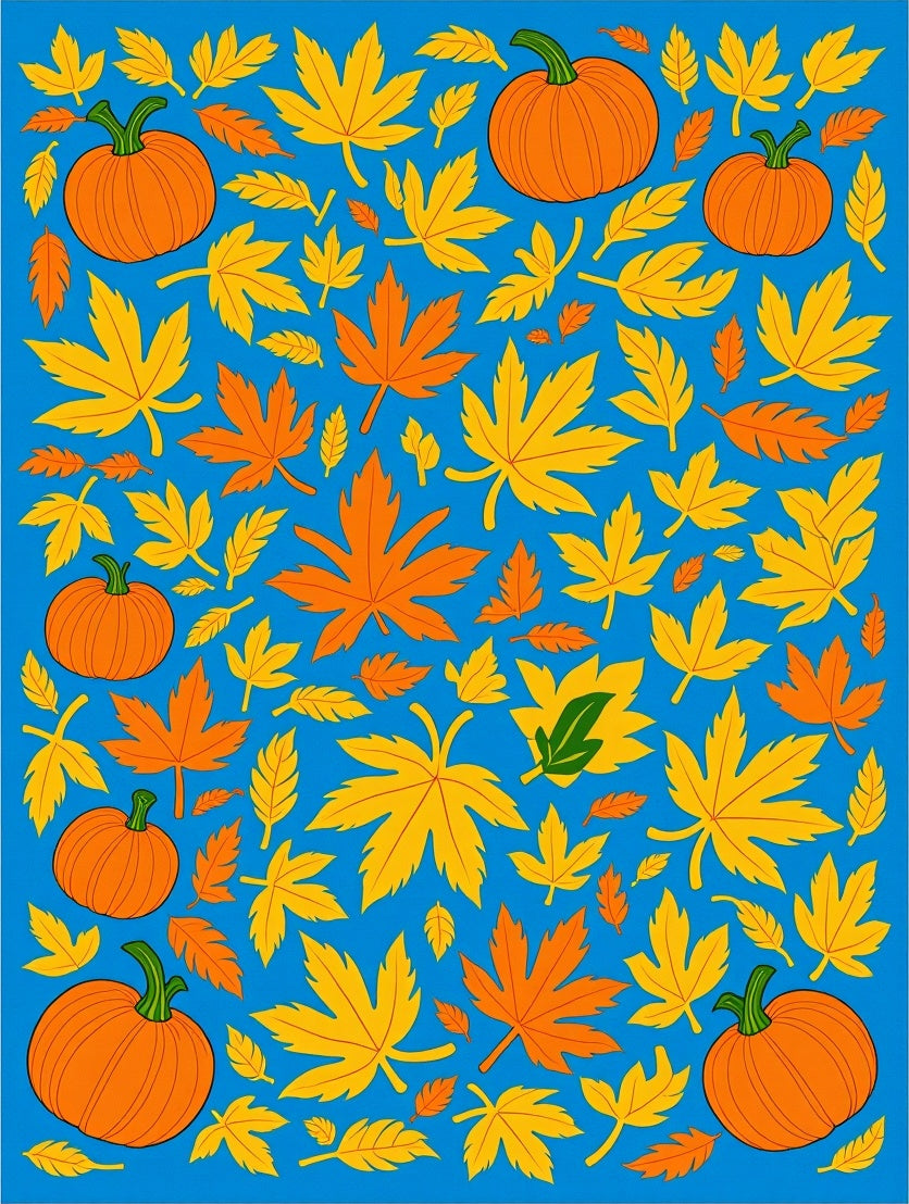 Autumn Maple Leaves Pumpkins Rug