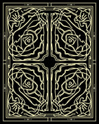 Yellow Outline Rose Garden Square Rug