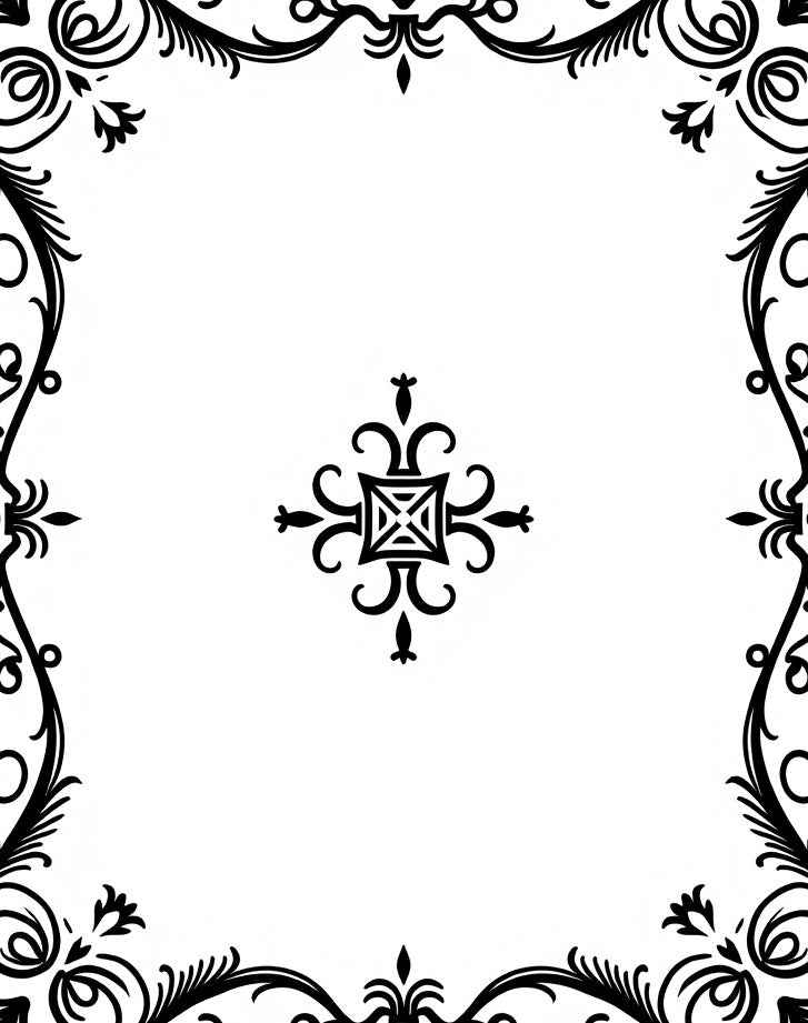 Black Baroque Filigree Square Motif Rug