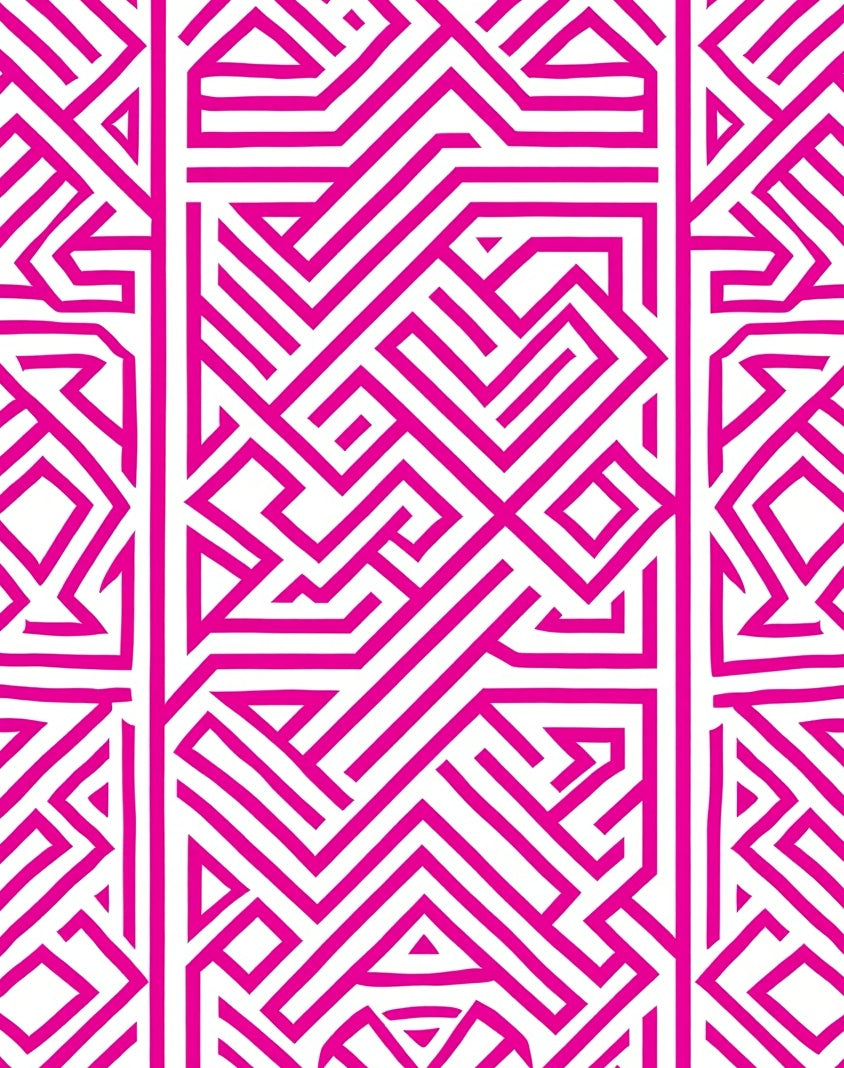 Vivid Pink Geometric Labyrinth Rug