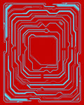 Red Circuit Board Abstract Lines Rug