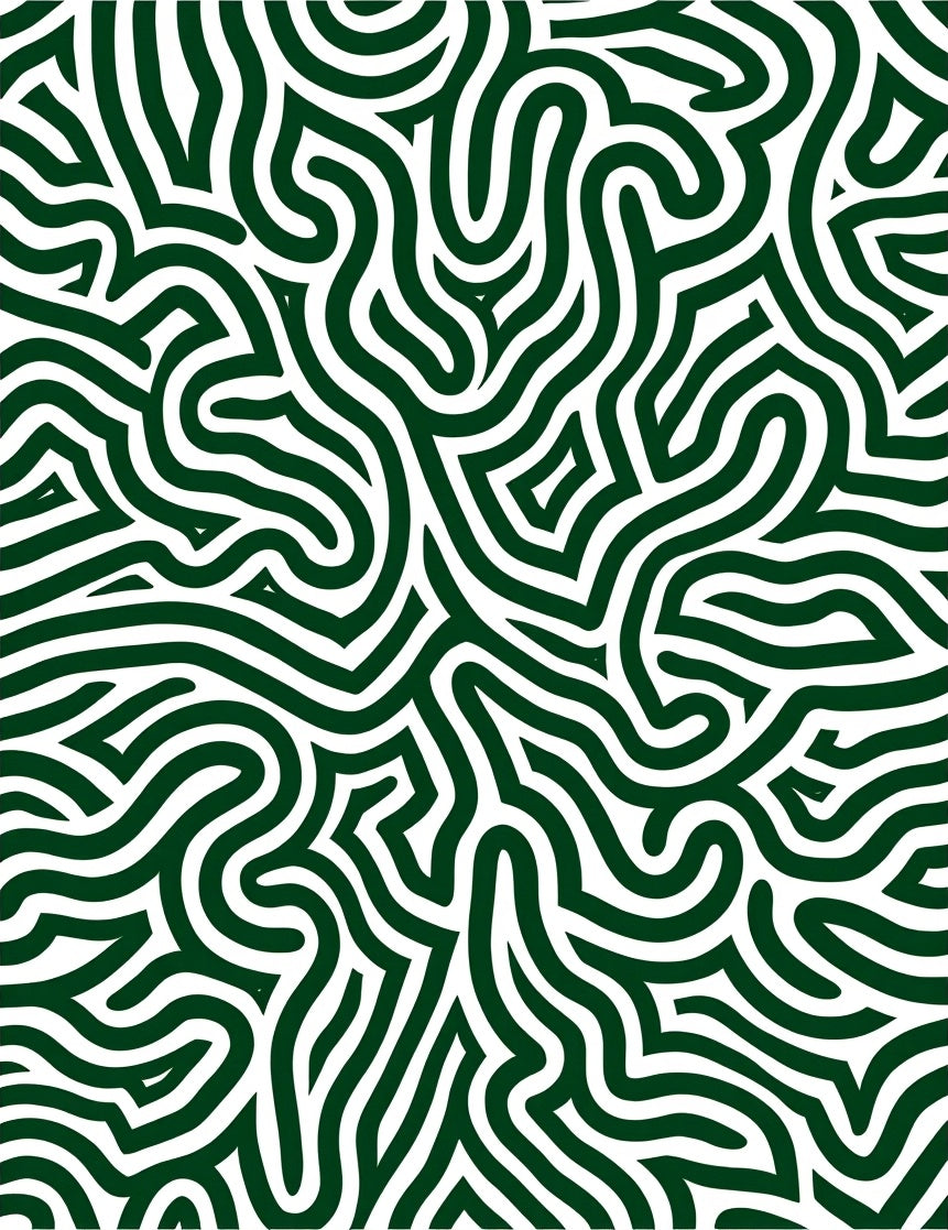 Deep Emerald Wavy Maze Rug
