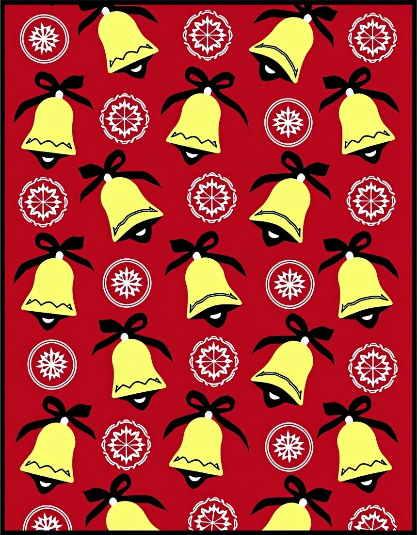 Jolly Yellow Bells Red Background Rug