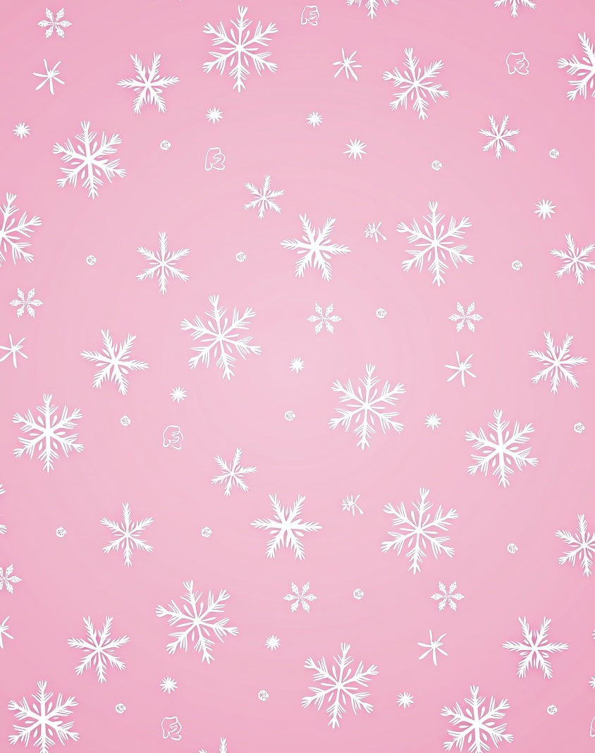 Whimsical Pink Snowflake Shower Rug