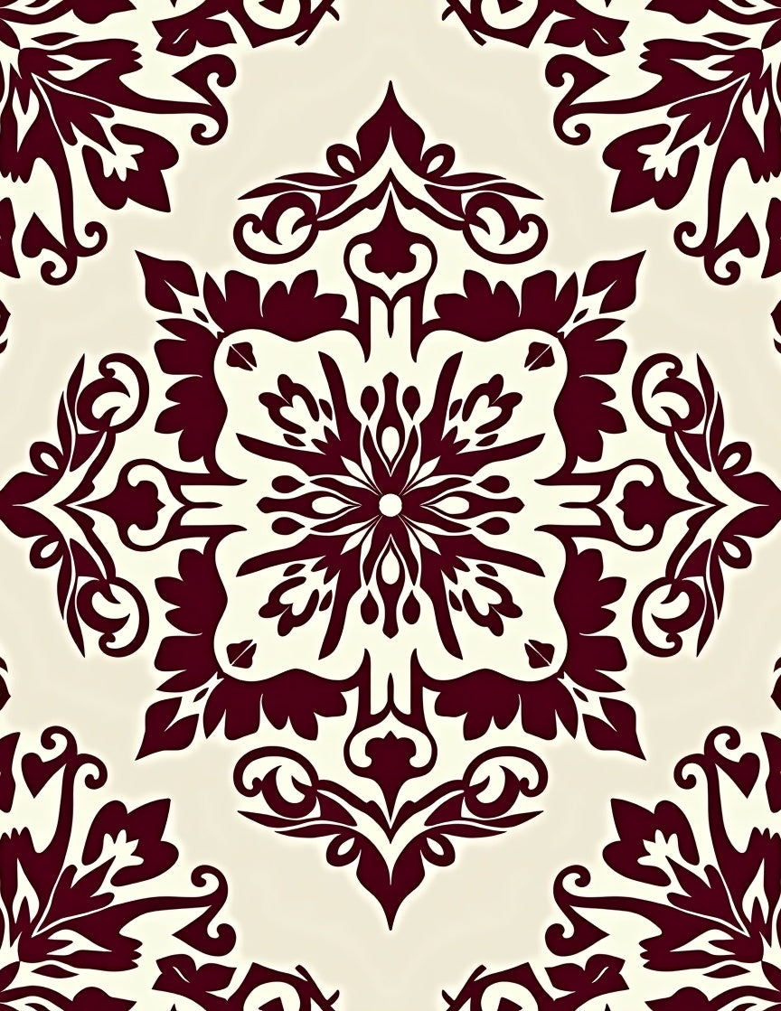 Burgundy Floral Damask Radiance Rug