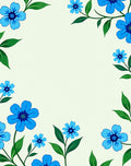 Vibrant Blue Floral Border Accent Rug