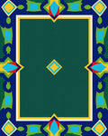 Green Jewel Toned Geometric Border Rug