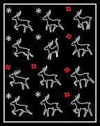 Classic White Reindeer Snowflakes Red Dots Rug