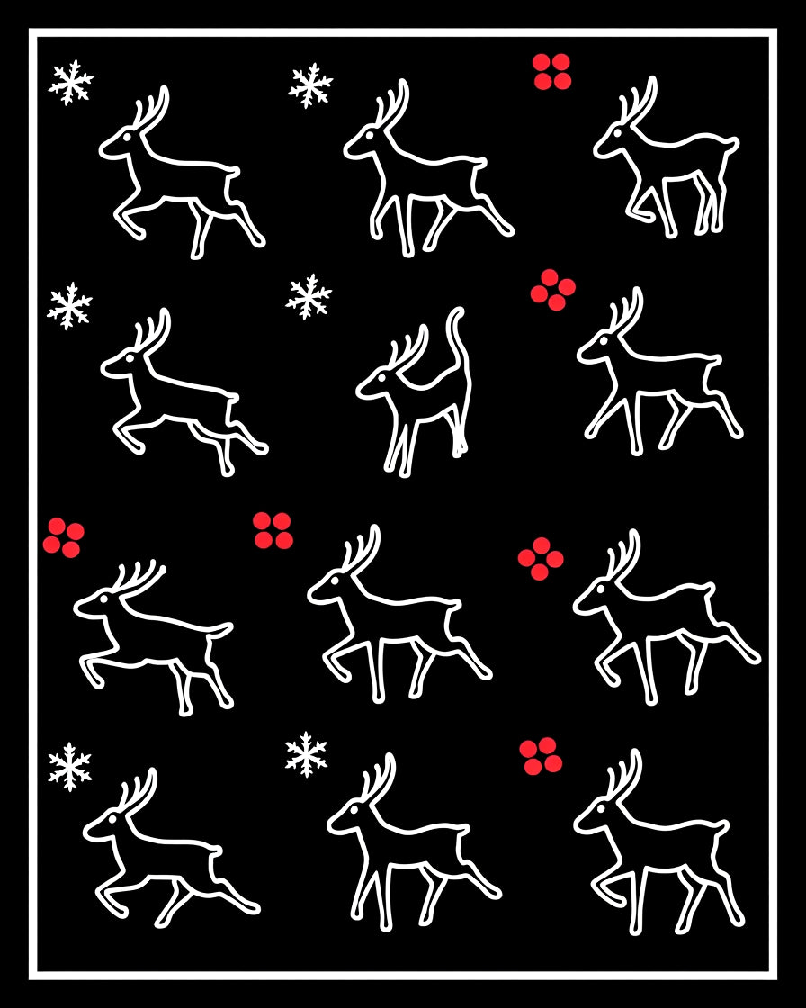 Classic White Reindeer Snowflakes Red Dots Rug
