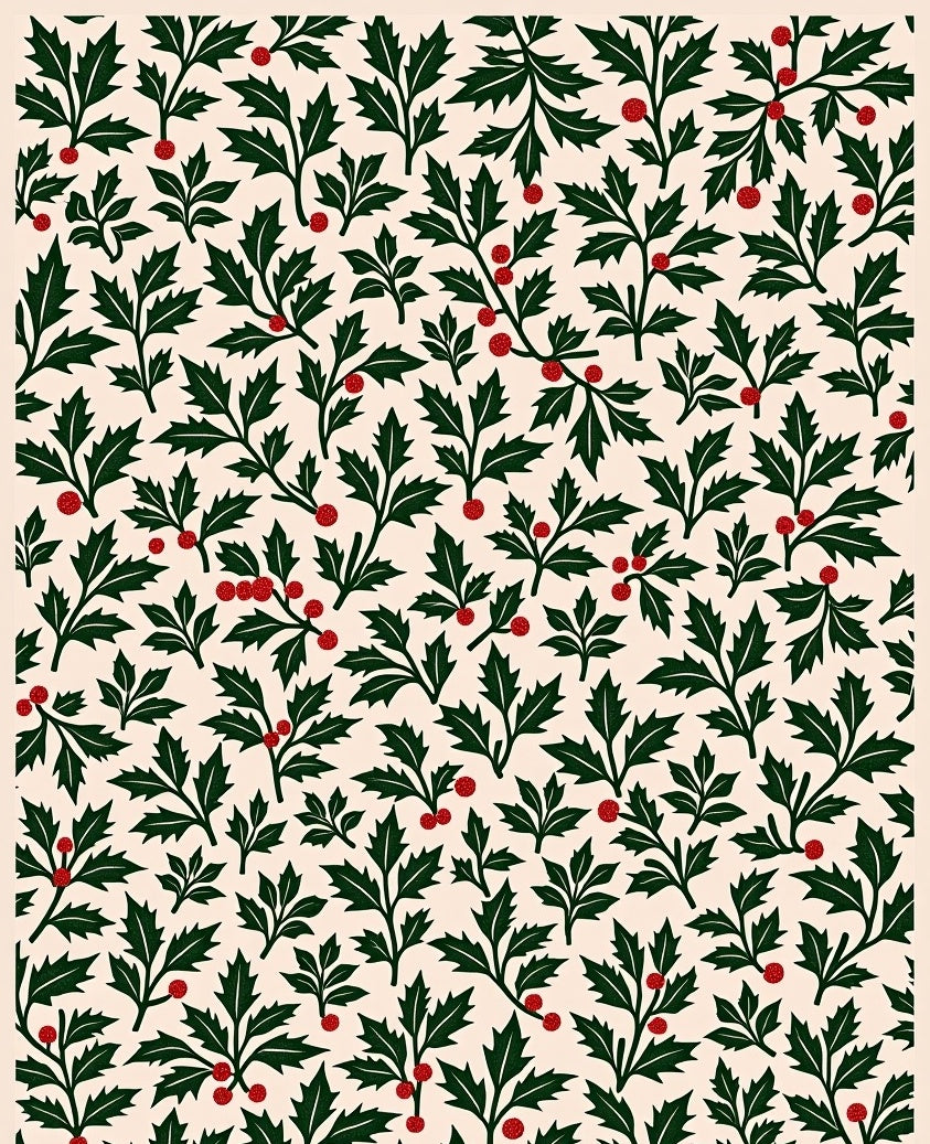 Festive Holly Berry Garland Pattern Rug