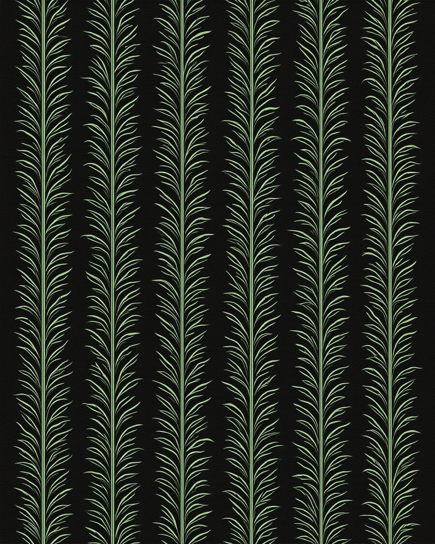 Pale Green Vertical Feathered Stalks Rug