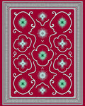 Crimson Floral Starburst Border Rug