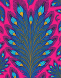 Vibrant Blue Yellow Peacock Feather Rug