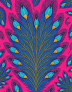 Vibrant Blue Yellow Peacock Feather Rug