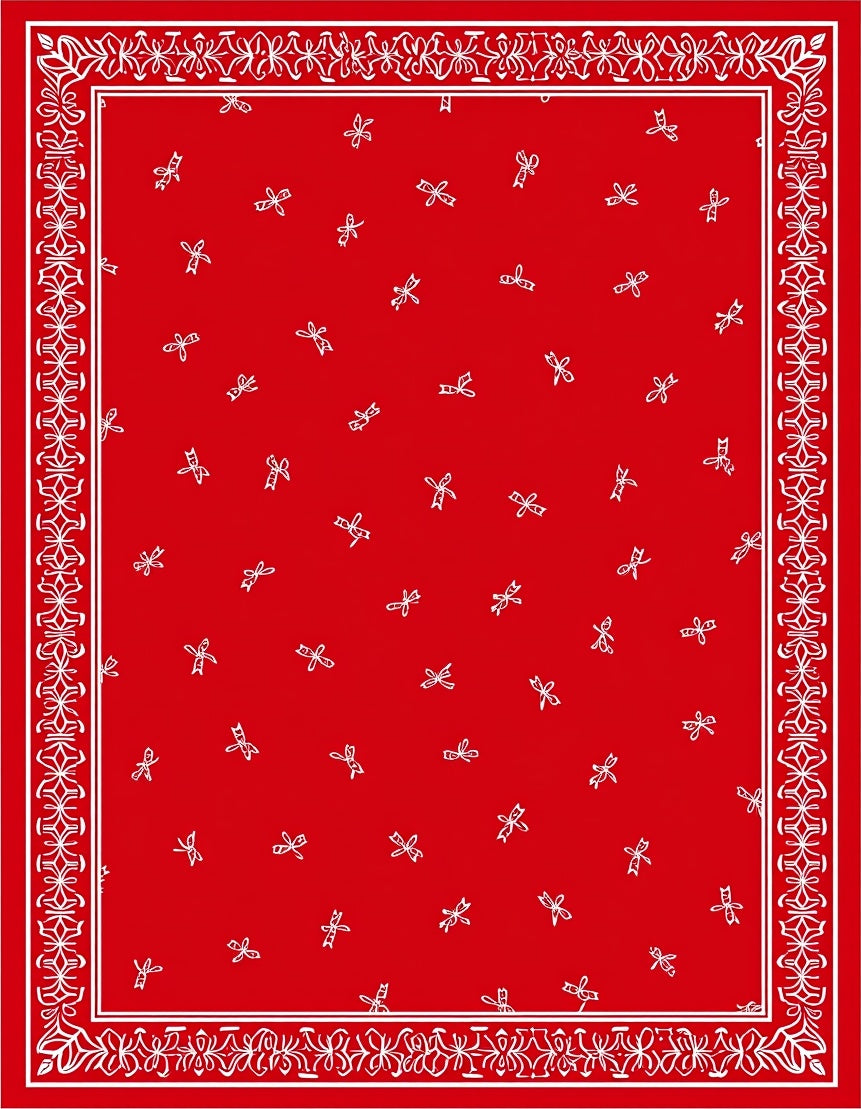 Red Bows Floral Border Rug