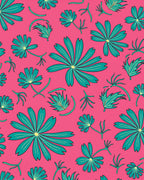 Whimsical Teal Flower Garland Rug