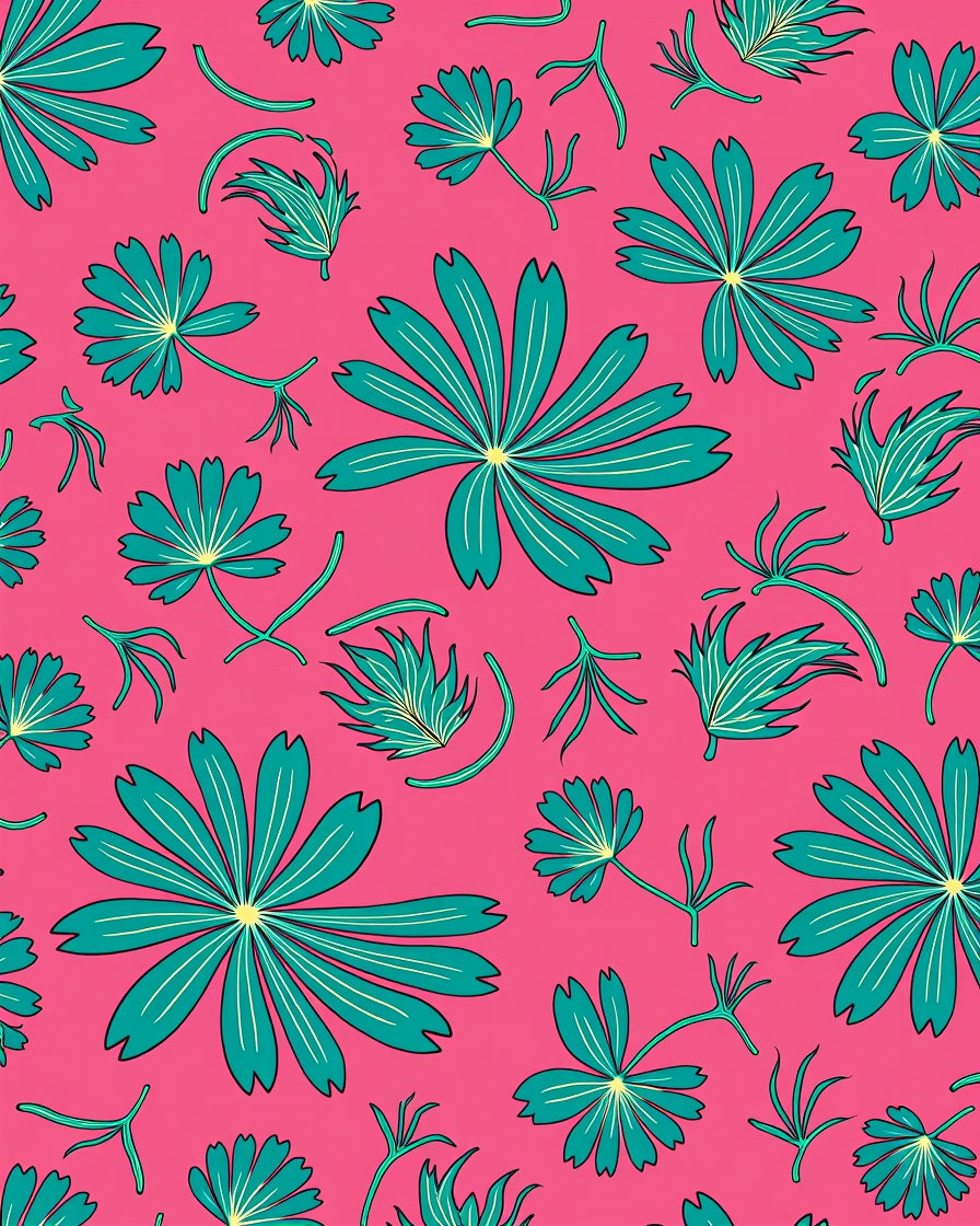 Whimsical Teal Flower Garland Rug