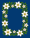 White Floral Border Blue Background Rug