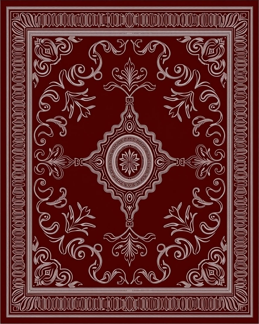 Crimson Garden Medallion Scroll Rug