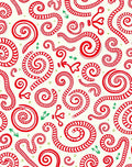 Red Swirled Stripe Whimsical Curlicue Rug