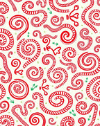 Red Swirled Stripe Whimsical Curlicue Rug