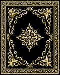 Black and Gold Filigree Ornamental Rug