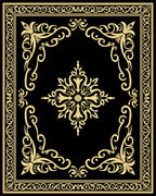 Black and Gold Filigree Ornamental Rug