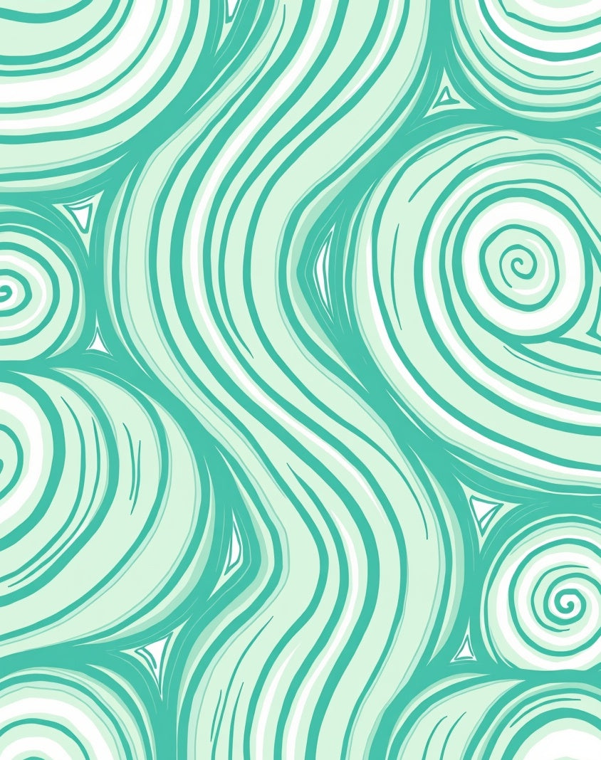 Mint Green Swirling Waves Rug