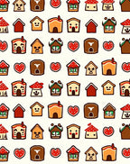 Whimsical Village Heart Motif Rug