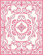 Elegant Pink Floral Vine Border Rug