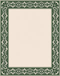 Ornate Green Art Nouveau Border Rug