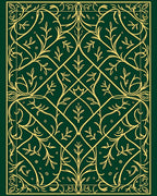 Emerald Green Golden Vine Scroll Rug