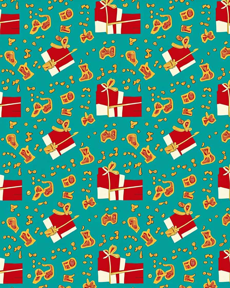Red Gift Boxes Scattered Yellow Rug