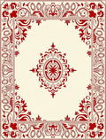 Ornate Red Floral Frame Medallion Rug