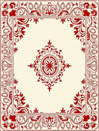 Ornate Red Floral Frame Medallion Rug