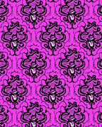 Vibrant Fuchsia Black Flourish Mandala Rug