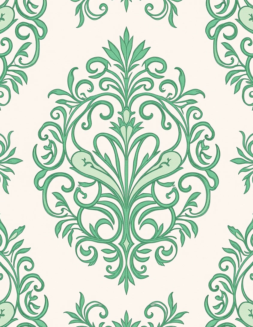 Elegant Green Floral Medallion Rug