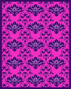 Vibrant Pink Plum Damask Swirl Rug