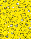 Whimsical Yellow Cat Faces Asteroids Rug