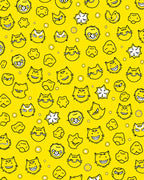 Whimsical Yellow Cat Faces Asteroids Rug