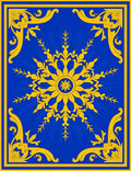 Royal Blue Golden Sunburst Medallion Rug