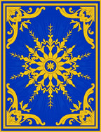Royal Blue Golden Sunburst Medallion Rug