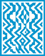 Bold Blue Interlocking Geometric Statement Rug
