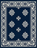 Navy Cream Floral Medallion Border Rug