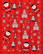 Festive Red Santa Trees Snowflakes Collage Rug