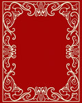 Ornate Ivory Scrolling Floral Frame Rug